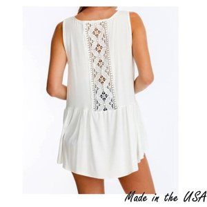 🌼Ruffled Tank with Crochet Back Detail in White